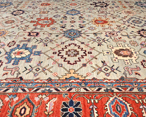 9x12 Gray Aryana Afghan Hand Knotted Veg Dye Wool Area Rug